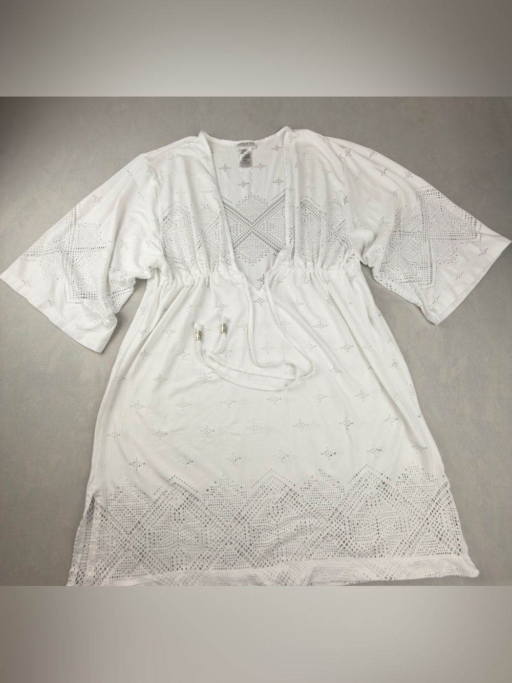 Dotti White Crochet Drawstring Swim Coverup